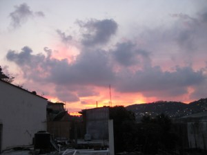Sunset from our balcony at dinner