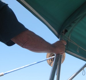 My hat on the end of a grappling hook being rescued.