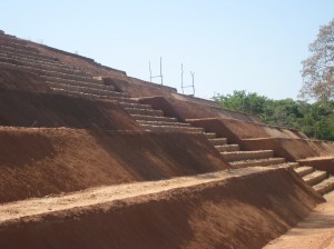 The pyramid  showing stone steps to the top