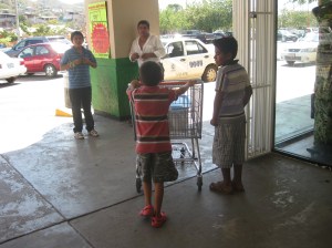 Energetic 6 yr old racing to the taxi with our cart art Commercial