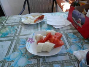Breakfast with lots of fruit