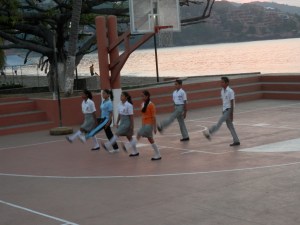 Drill team at practice