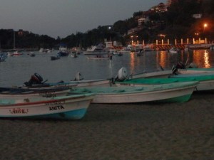 Fishing boats and pier in the background