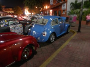 Beautiful blue VW bug with a sound system to die for
