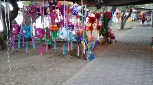 Many booths of Pinatas set up near Kyoyo Circle