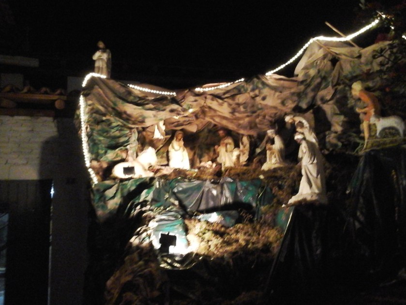 The nativity scene out side the church