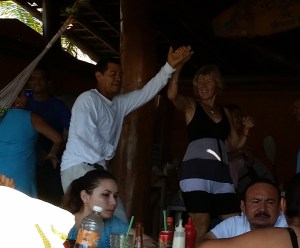 Donna and the handsome cheese vendor Bernardo